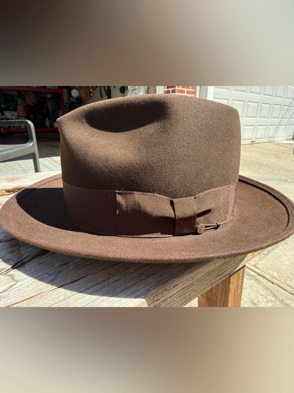 Schoble Classic Brown Felt Fedora Hat with Grosgrain Band
